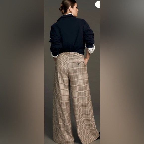 Maeve By Anthropologie The Avery Pleated Wide-Leg Trousers Plaid Edition - Picture 4 of 16